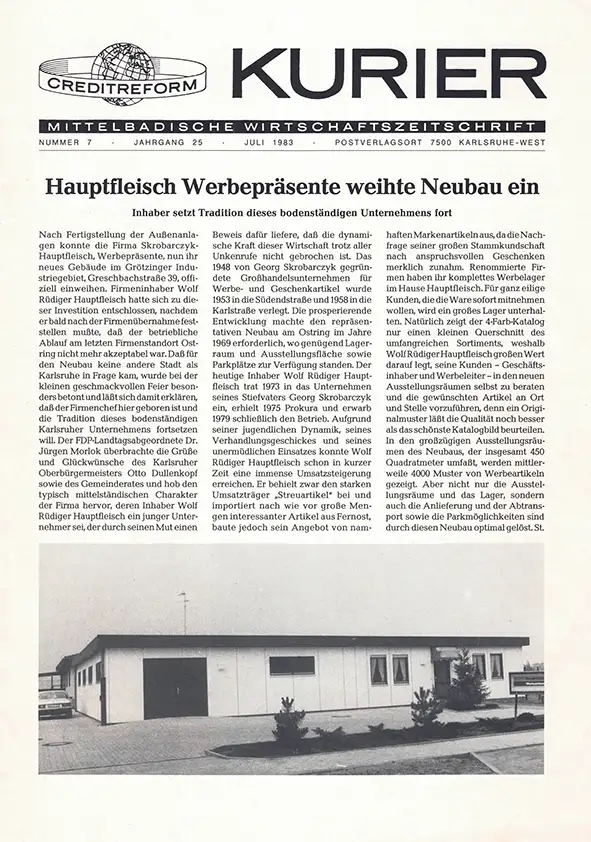Hauptfleisch - Kurier Bericht Titelblatt