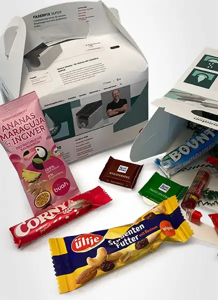 Snackbox-Geschenkbox, kreative Marketing-Maßnahme zur Kundenbindung und als Werbeartikel